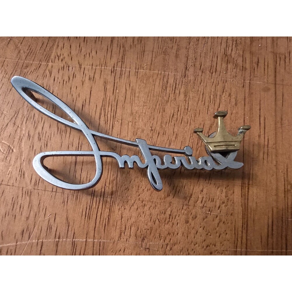 Vintage OEM 1957-1960 Chrysler Imperial Crown Fender Emblem Script MOPAR 1863135